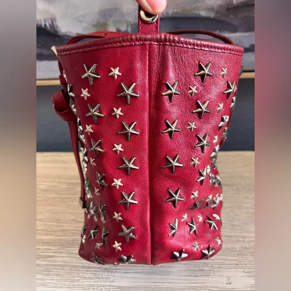 Jimmy Choo Small Sofia Red Leather Star Studded Handbag - EXCELLENT CONDITION - Picture 14 of 16